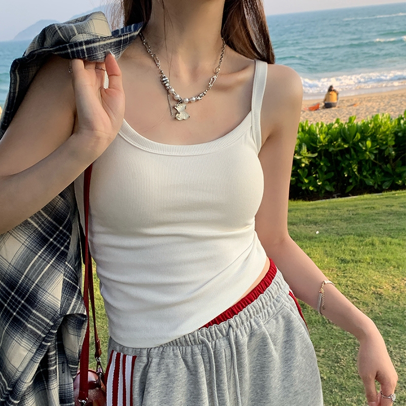 เสื้อกล้ามรัดรูป เสื้อกล้ามหญิง แขนกุด เสื้อกล้ามรัดรูป มีบราในตัว สาวอวบใส่ได้ ใส่สบาย ไม่ร้อน - รูปที่ 5