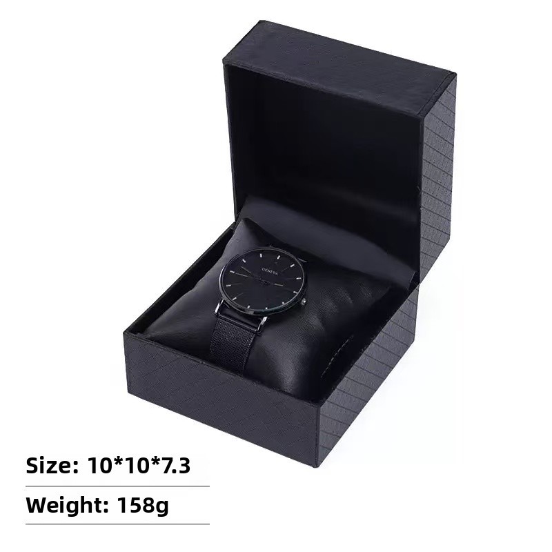 กล่องนาฬิกา กล่องใส่นาฬิกา Watch Box กล่องของขวัญ กระดาษพิเศษลายเพชร สีดำ