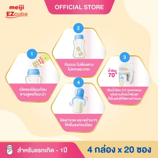 Meiji EZcube Infant formula 1 เมจิ อีซี่คิวบ์ โกลด์™ นมผงดัดแปลงสำหรับทารก สูตร 1 540 กรัม แบบก้อน 4 กล่อง x 20 ซอง