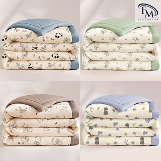 FM NEW ผ้านวมผ้าฝ้ายอัปเกรดใหม่ ไส้เส้นใยถั่วเหลือง นุ่มสบาย ระบายอากาศดี จลายการ์ตูนดอกไม้