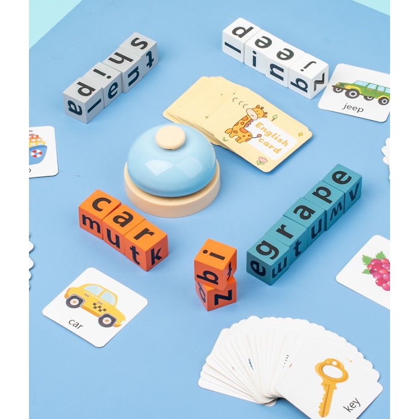 English word spelling game ของเล่นเสริมการเรียนรู้ ฝึกสะกดคำ คำศัพท์ภาษาอังกฤษ - letter matching card