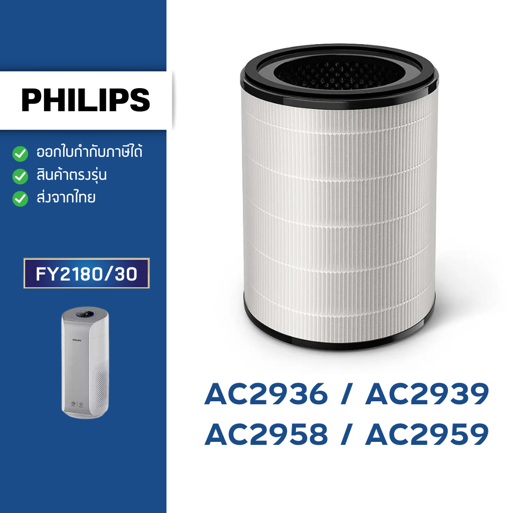 ไส้กรองอากาศ Philips รุ่น AC2958, AC2936, AC2939, AC2959 ไส้กรอง FY2180 เครื่องฟอกอากาศ ฟิลิปส์ Nano Protect HEPA Filter