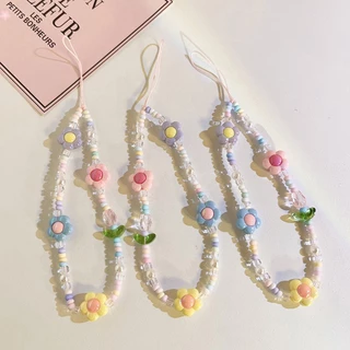 สายคล้องโทรศัพท์มือถือ สายคล้องลูกปัดโบว์ สายคล้องเคสโทรศัพท์มือถือ สายคล้องกุญแจกล้อง สไตล์ INS การ์ตูน น่ารัก ดอกไม้