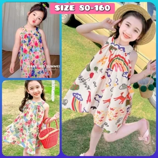 ชุดเดรสกระโปรงเด็กผู้หญิง ใส่คู่แม่ลูกได้ ไซส์ 80-160 ผ้าบางเบาระบายอากาศได้ดีไม่ร้อน