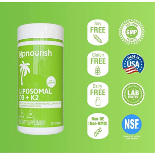 Upnourish Liposomal Vitamin D3 K2 MK7 365 Softgels