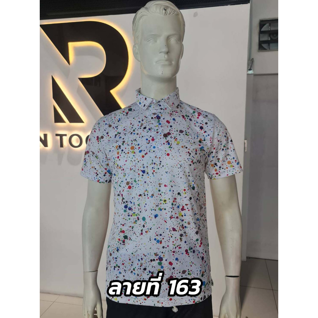 เสื้อโปโล เสื้อกอล์ฟ เสื้อคอปก ลายกราฟฟิก ลายที่163  เนื้อผ้านุ่มเบาไม่ร้อนใส่สบาย ระบายอากาศได้ดี