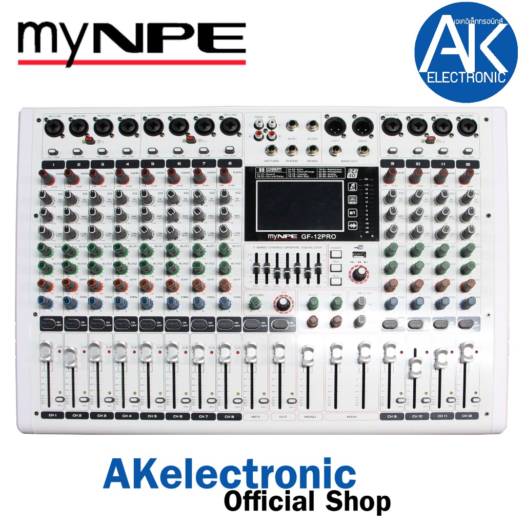 MYNPE GF-12PRO MIXER มิกเซอร์ 12 ช่อง พร้อมเอฟเฟคแท้99DSP บลูทูธ usb interface มิกเซอร์อนาล็อก myNPE