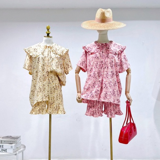 Maynita - Ruffle shirt & pleat shorts set