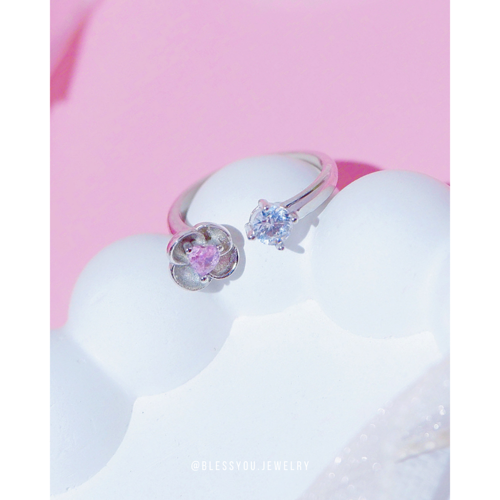 Blessyou l FR03 แหวน กุหลาบ ความรักเบ่งบาน เติมพลังฝัน ดึงดูดพลังโชคดี Whisper of Love Collection การันตีเงินแท้ 92.5%