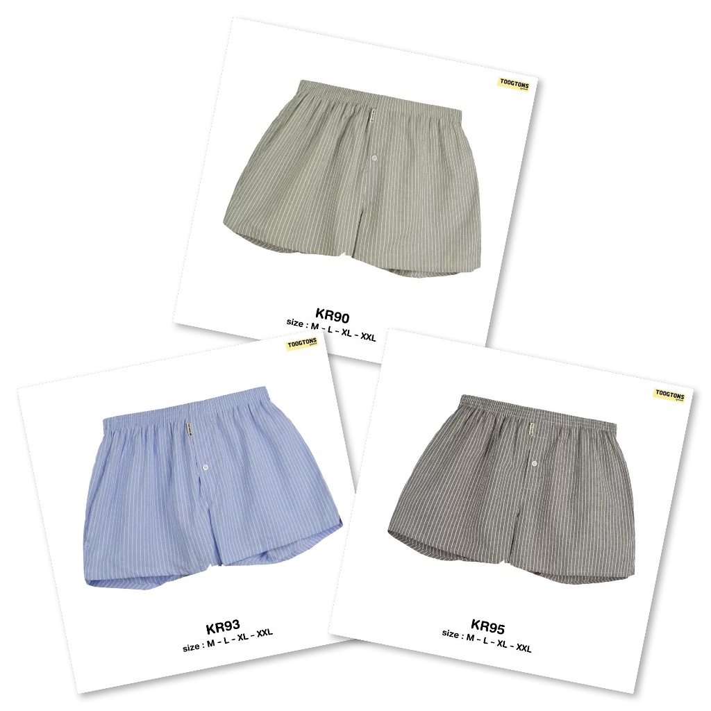 [Luula]Toogton บ๊อกเซอร์ชาย ผ้าเชิ๊ต แพ็ค 3 ตัว กางเกงขาสั้น เป้าเปิดได้ ใส่สบาย ไม่อึดอัด