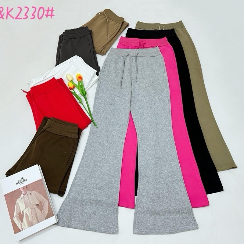 กางเกงขาม้าผ้าสำลีงานป้ายA&Kรหัส2330กางเกงขาม้าเอวสูงผ้ายืด