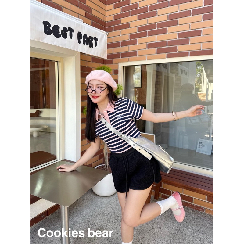 new🎀🎀เสื้อเชิ้ตแขนสั้นลายริ้ว