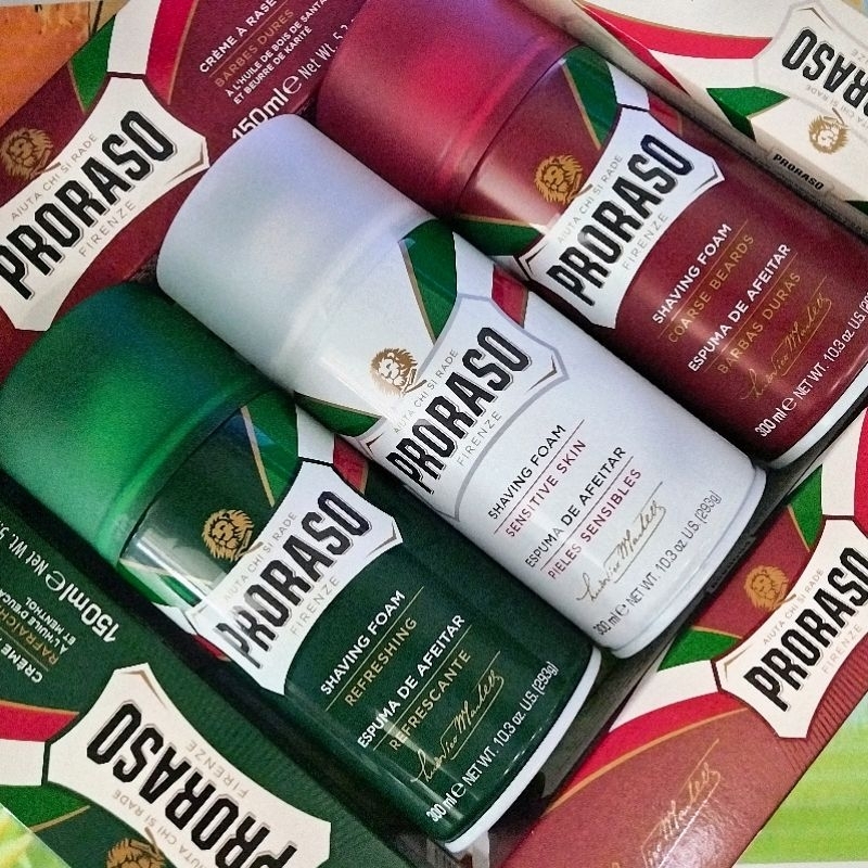 🇮🇹ฉลากไทยของแท้🇮🇹🔥Proraso Shaving Foam Refreshing,Sensitive,Nourish โฟมโกนหนวด