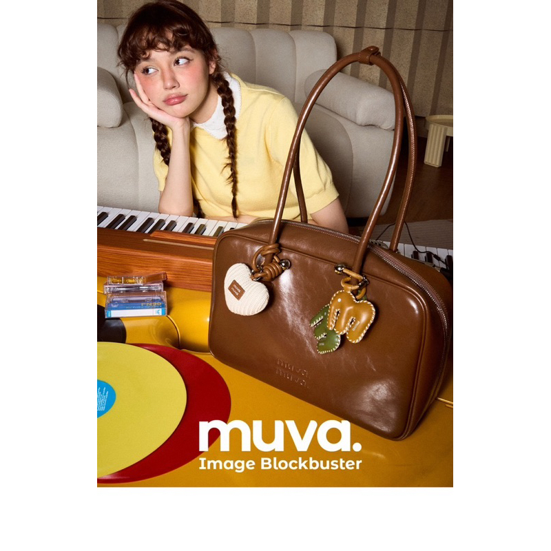 MUVA (โค้ดลด20%)🩷🚛พร้อมส่งจากไทย Tan🩷 genuine leather large capacity Boston bag preorder 7-14 วัน แท้100%จากชอป
