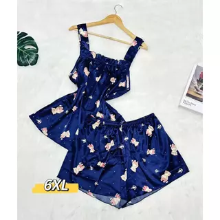 bigSize อก52 ชุดนอน ไซส์ใหญ่ ผ้าซาติน เสื้อ+กางเกง ลายน่ารัก ผ้าเนื้อนุ่ม สวมใส่สบาย