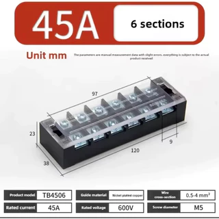 45A เทอร์มินอล บล็อกต่อสาย Terminal รุ่น TB45 3-12 ช่อง (45A 600V) Terminal Block TB-45