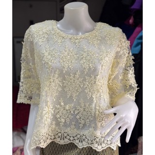 เสื้อลูกไม้ ผ้าใยบวบ แขนยาว