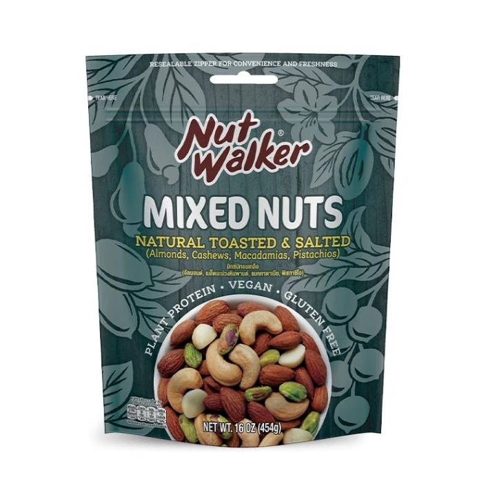 นัท วอล์คเกอร์ มิกซ์นัทอบเกลือ 454 ก. Nut Walker Mixed Nuts nutwalker 454g