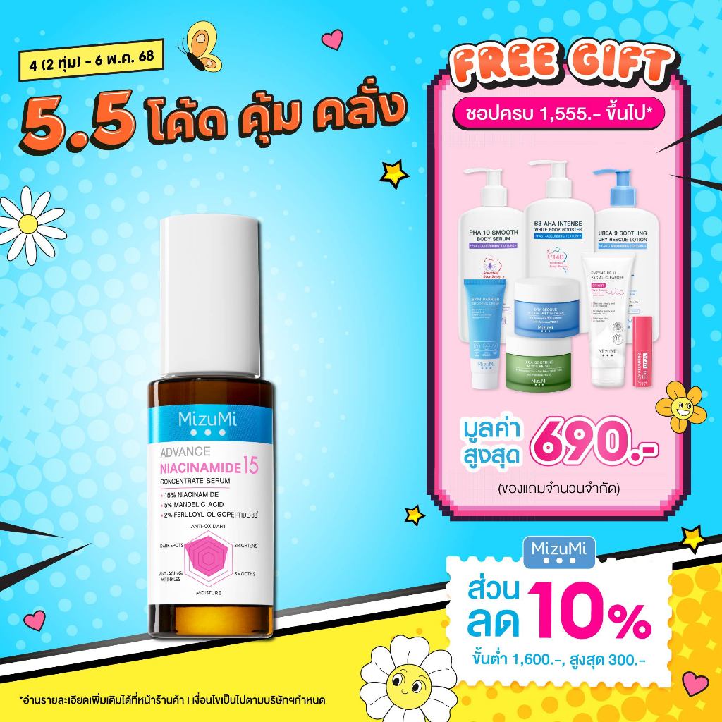 MizuMi Advance Niacinamide 15 Concentrate Serum 30 ml เซรั่มไนอะซินาไมด์ สูตรเข้มข้น 15% ลดเลือนจุดด่างดำ ความหมองคล้ำ
