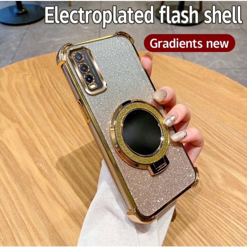 เคสโทรศัพท์ กริตเตอร์ หรูหรา  สำหรับรุ่น vivo Y11 Y12 Y15 Y17 เคส กันกระแทกมุม ป้องกันกล้อง กระจก แต่งหน้า ตั้งได้ F2 - รูปที่ 4