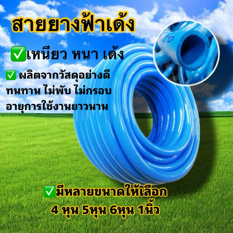 สายยางสีฟ้า สายยางรดน้ำต้นไม้ ยางอ่อนยืดหยุ่นพิเศษ เนื้อยางเด้ง เกรดA มีหลายขนาด 50เมตร 100เมตร