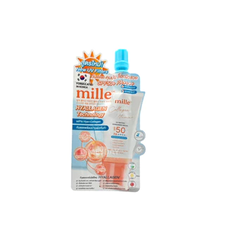 ( ยกกล่อง ) MILLE เซรั่มกันแดดวิตามิน กันแดดใหม่ซองฟ้า มิลเล่ Collagen Watery Sunscreen SPF50 PA +++ 6ซอง