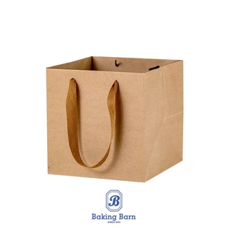 Baking barn (10 ชิ้น/แพ็ค) ถุงกระดาษ Flower ฐานกว้าง ขนาดใหญ่ ถุงกระดาษ หูหิ้ว ใส่เค้กปอนด์ และ อาหาร
