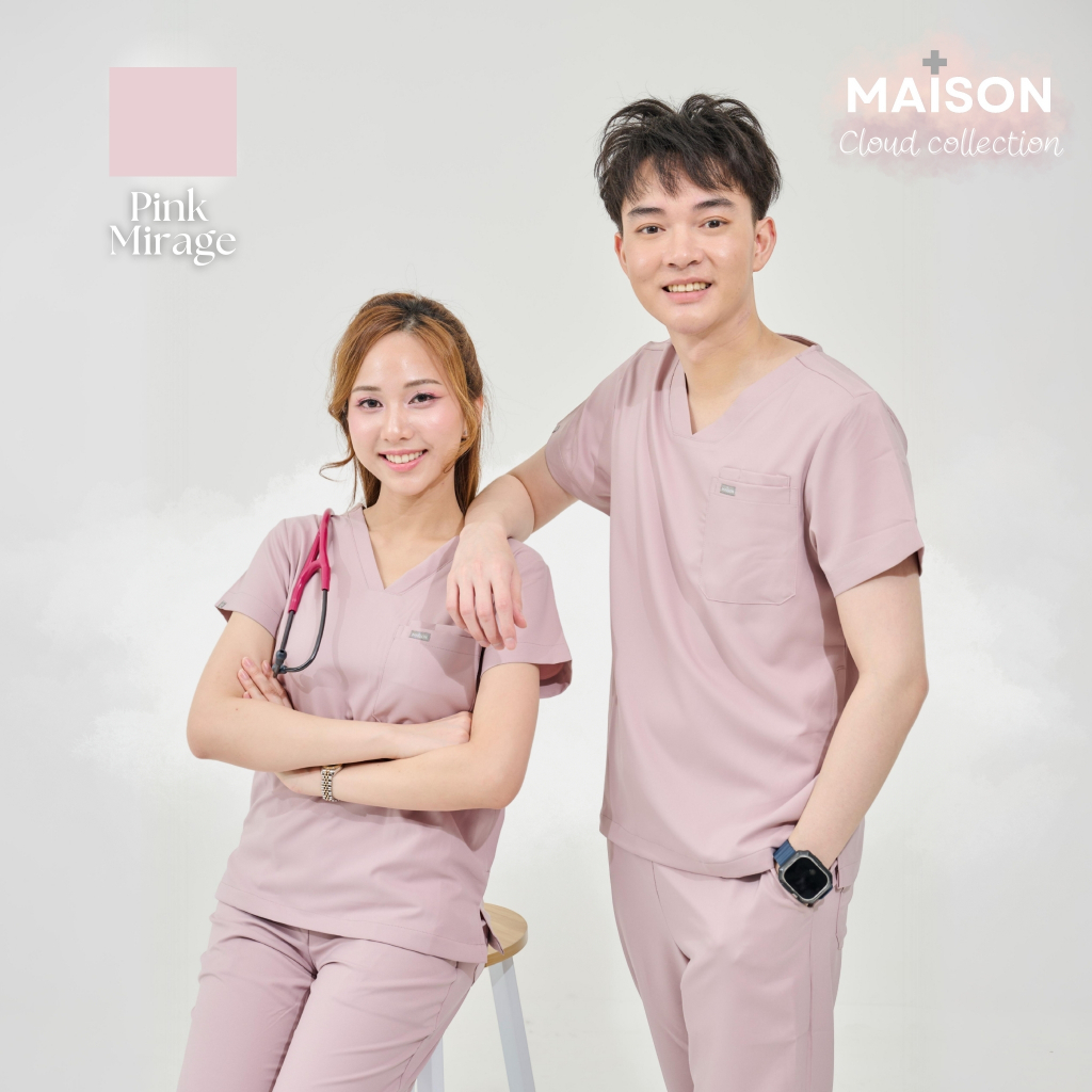 ชุดสครับ พร้อมปักชื่อ Maison Scrubs สี Pink Mirage - Cloud