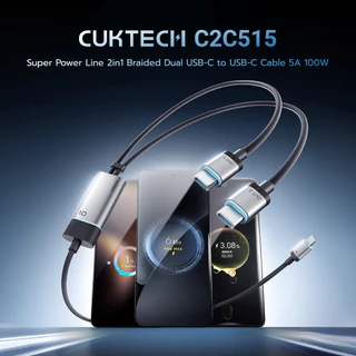 CUKTECH C2C515 Ai Charging สายชาร์จ 100W /CMC610 /CMC615 เทคโนโลยีชาร์จเร็ว PD3.0 PPS 1/2 พอร์ต USB-C -2Y