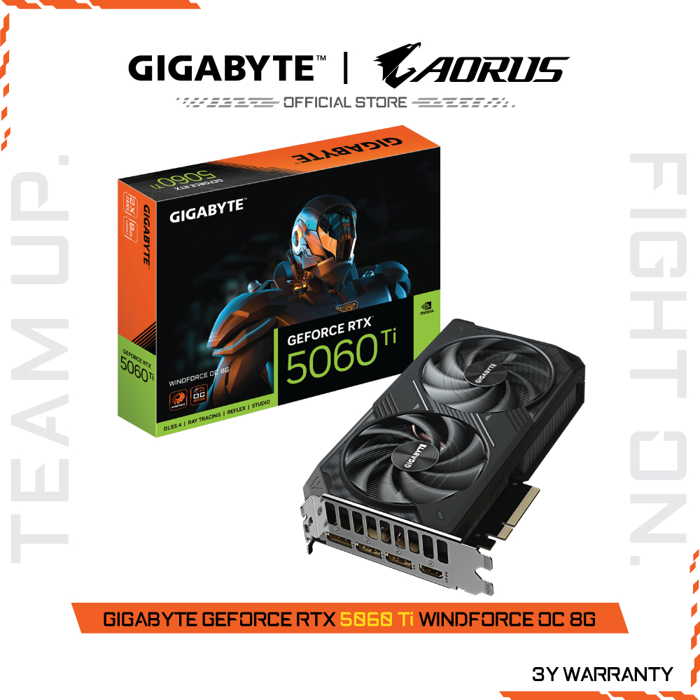 GIGABYTE GeForce RTX 5060 TI WINDFORCE OC 8G (VGA Card) GV-N506TWF2OC-8GD-1.0