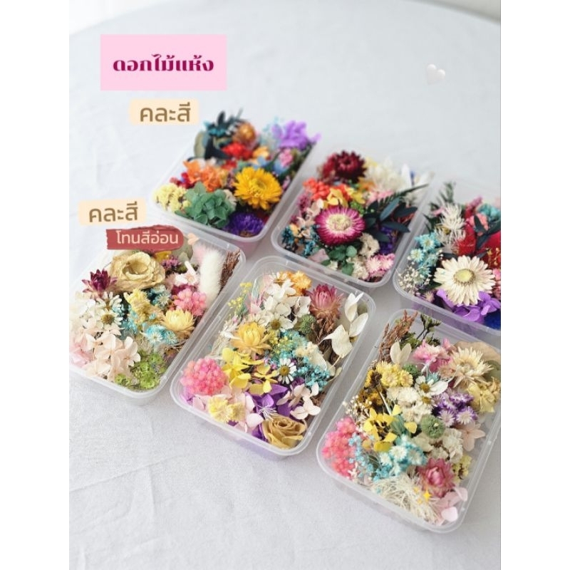 ดอกไม้แห้ง คละชนิด คละสี (ไม่ระบุชนิดดอกไม้)