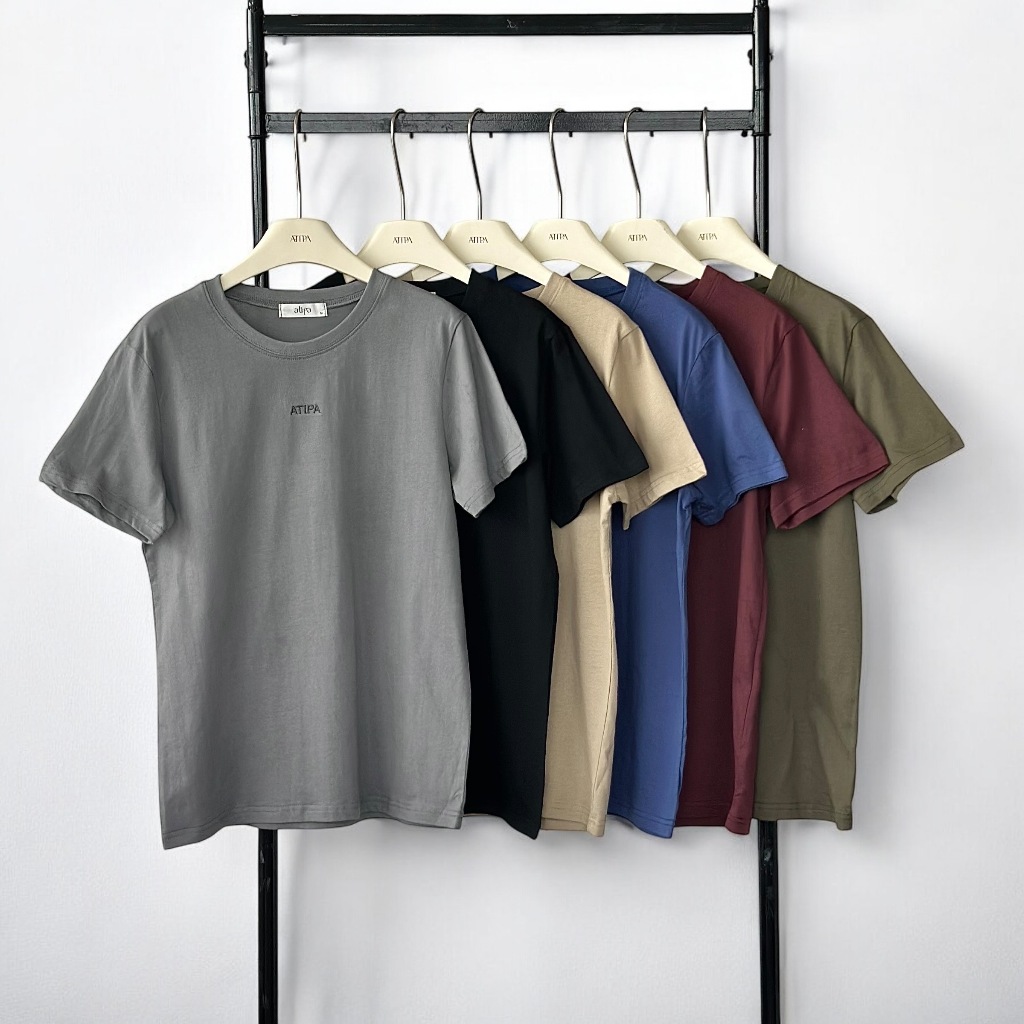 Atipashop - TEE MINIMAL เสื้อยืด คอกลม แขนสั้น ปักโลโก้ ทรงสวย มีหลายสี