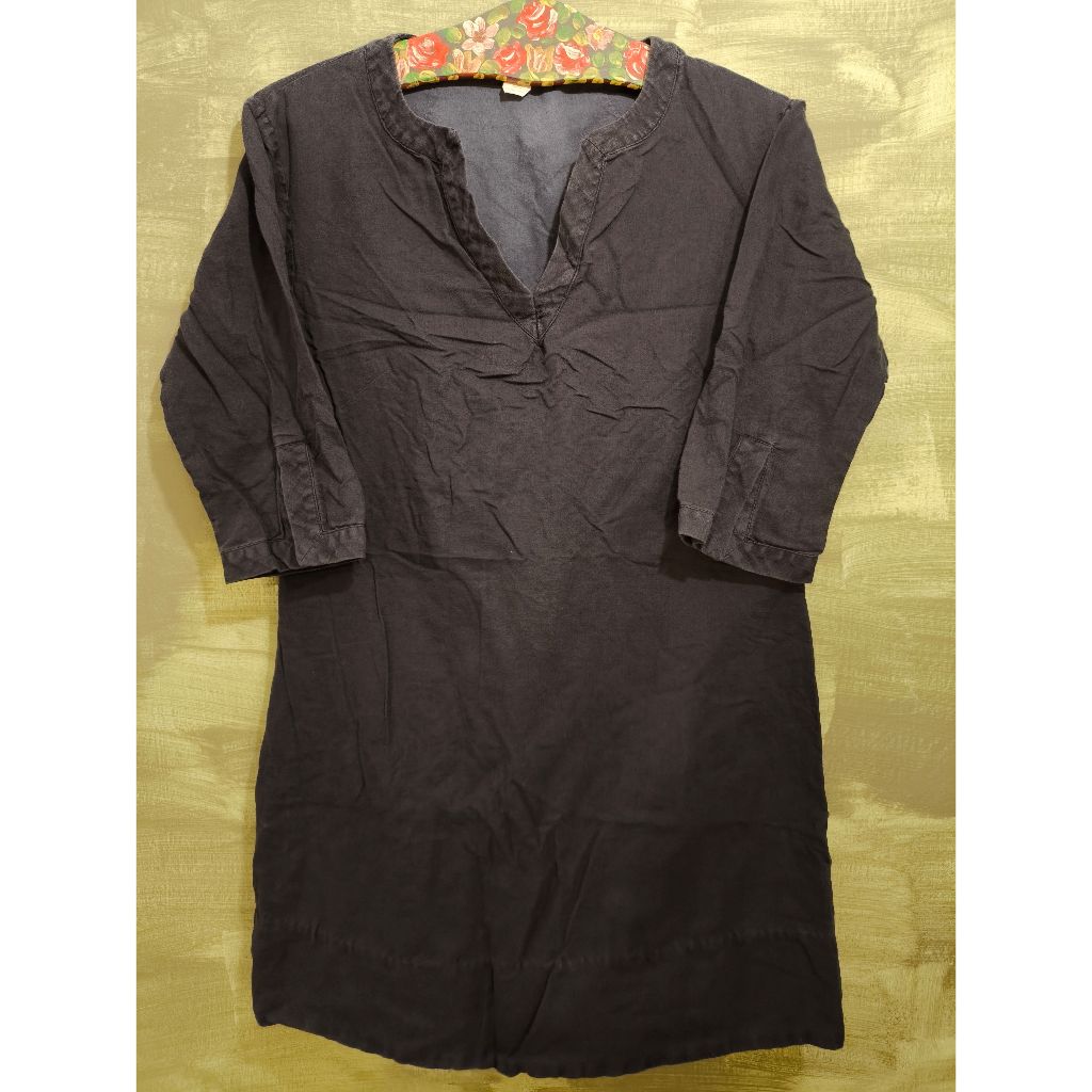 J.CREW Linen and Cotton 3/4 Sleeve Navy Dress Size 6