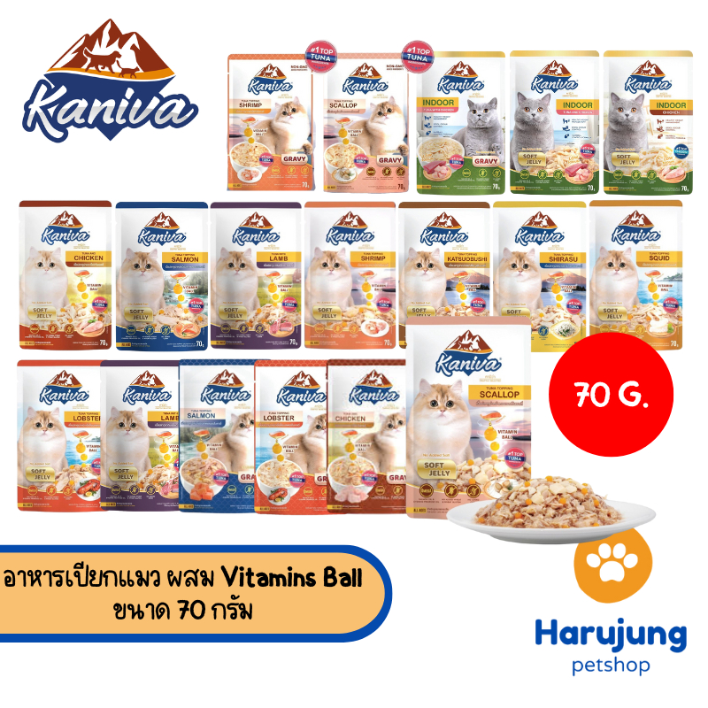 Kaniva คานิว่าเพาซ์ อาหารเปียกแมว ผสม Vitamins Ball ขนาด 70 กรัม