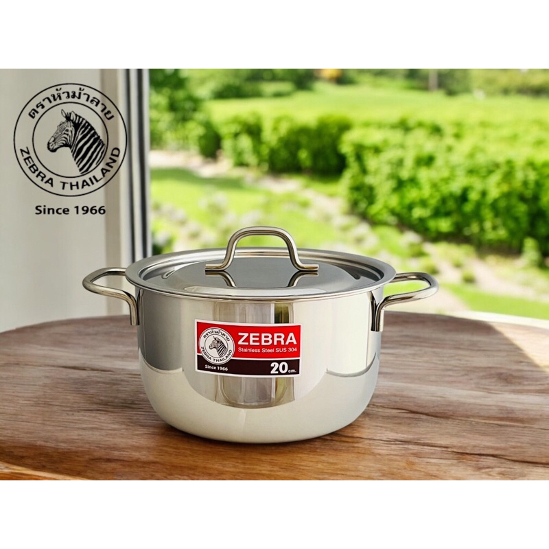 Zebra หม้อสแตนเลสตราหัวม้าลายอย่างหนาขนาด 20cm ใช้กับเตาแก้ส เตาถ่าน เตาไฟฟ้าได้ (ยกเว้นเตาแม่เหล็กไฟฟ้า) ความจุ3.5ลิตร