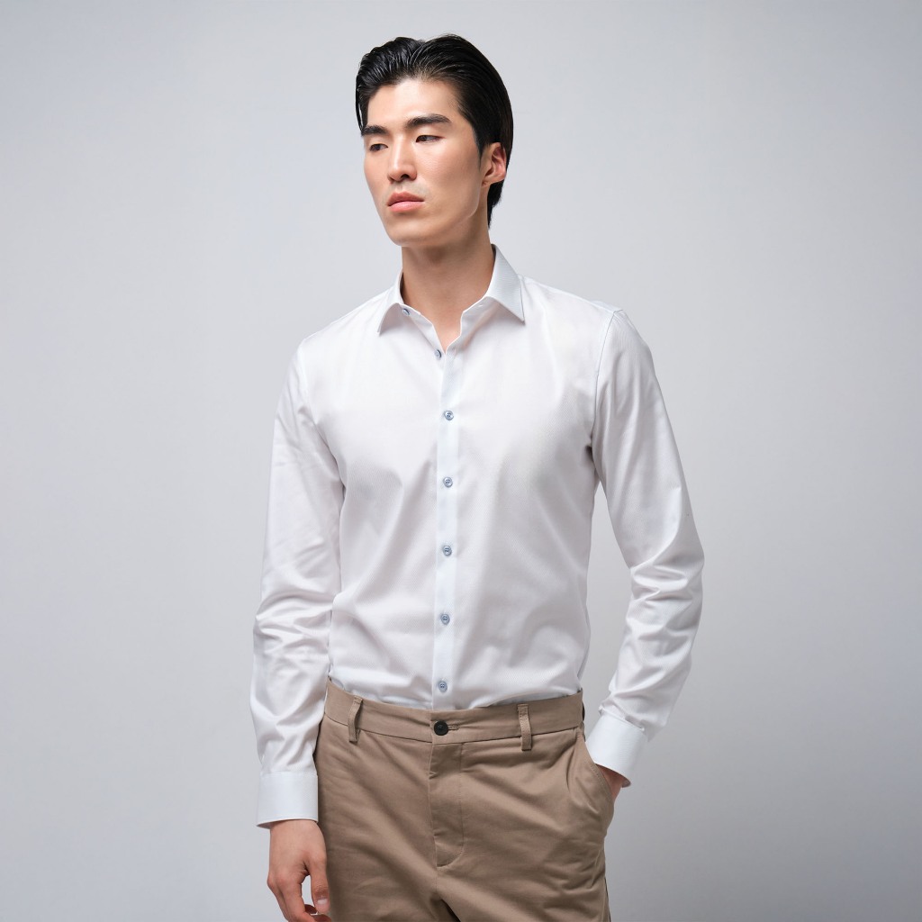 OLYMP No. Six Shirt เสื้อเชิ้ตชาย สีขาว ทรงเข้ารูป ยืดหยุ่น รีดง่าย SPRI25 เสื้อเชิ้ตทำงาน ชุดทำงาน