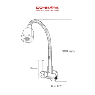 DONMARK ก๊อกซิงค์อ่างล้างจานสแตนเลสชุบโครเมียม แบบเข้าผนัง บิดงอได้ 360 องศา ปรับน้ำได้ 2 ระดับ รุ่น T-320