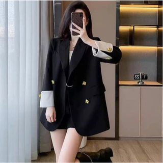 SUIT-24🌽เสื้อเบลเซอร์ สไตล์เกาหลี ตัวใหญ่ ใส่สบาย โอเวอร์ไซซ์ ผู้หญิง เสื้อแฟชั่น กระดุม 4เม็ด ใส่ทำงาน ทรงสวย🌽