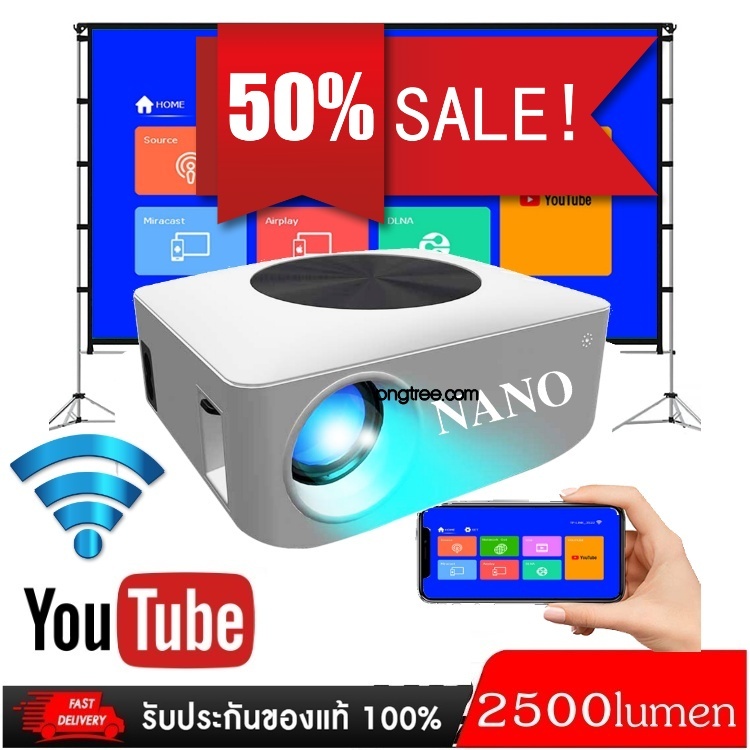 Y2 มินิโปรเจคเตอร์ LED แบบพกพา Wifi Theater Lcd Full Hd Youtube Cinama โปรเจคเตอร์สำหรับ Home Office
