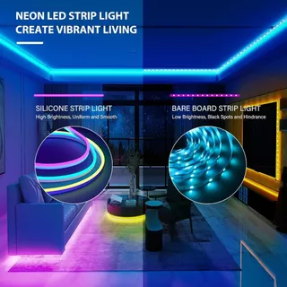 ไฟเส้นLED นีออนแถบแสง APP+รีโมทคอนโทรล Neon Strip Light เครื่องหมายนีออนของ ไฟบ้านได้เลย กันน้ำทนทาน