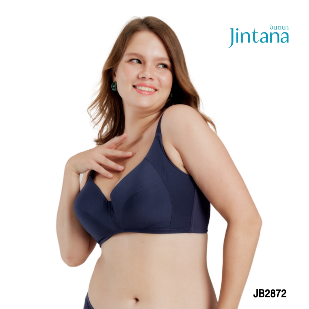 Jintana เสื้อชั้นใน จินตนา รุ่น Basic+ รหัส JB2872 (ไม่มีโครง) Wireless Fit  สีกรม เสื้อในกระชับ เก็บส่วนเกิน ใส่สบาย