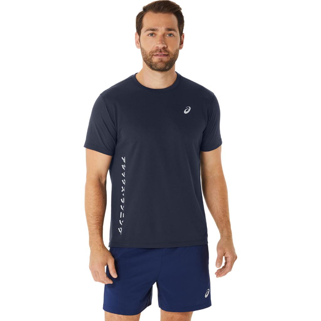 ASICS : 2011D174.401 KATAKANA MESH SS TOP MEN RUNNING ผู้ชาย เสื้อคอกลม ของแท้  MIDNIGHT