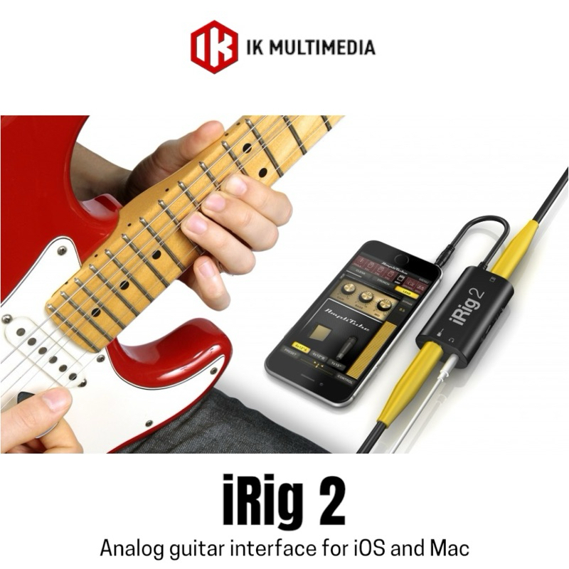 IK Multimedia iRig 2 อินเตอร์เฟสกีตาร์และเบส สีดำ สำหรับ iOS และ Android