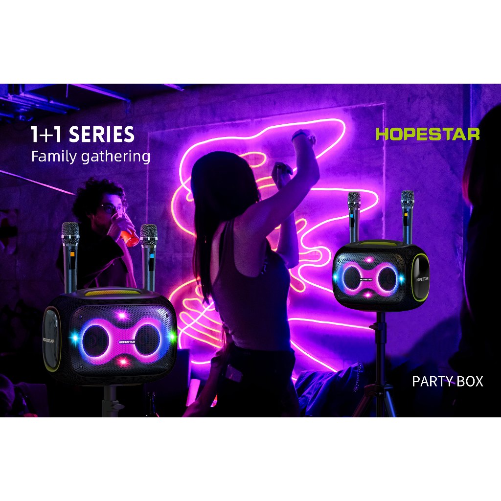 HOPESTAR Partybox ลำโพงบลูทูธ 120W พร้อมไมล์หลายสาย2ตัว เอฟเฟคเสียงเปลี่ยนได้3ระดับ ของแท้100% รูปที่ 4