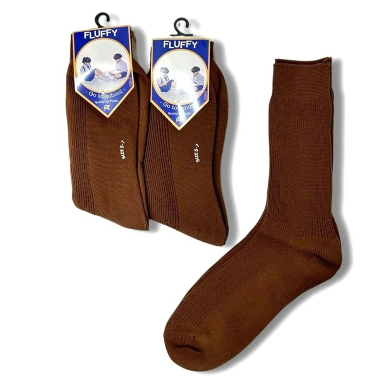 ถุงเท้านักเรียนไนลอน ข้อยาวสีน้ำตาล (แพ็ค6คู่/12คู่) พร้อมส่ง!!