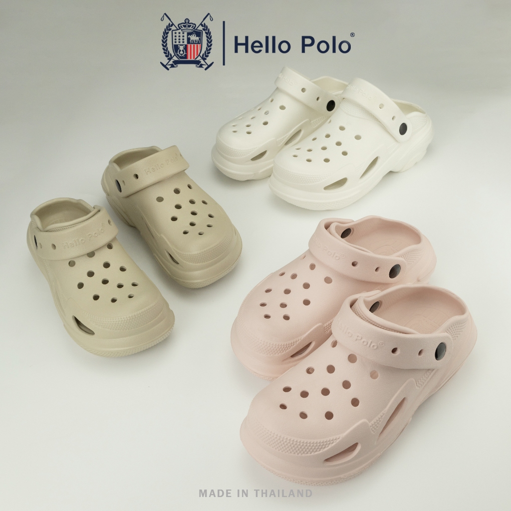 Hello Polo รองเท้าหัวโต รองเท้าแตะผู้หญิง ดีไซน์เรียบง่าย พื้นหนา ทนต่อการสึกหรอ กันลื่น แฟชั่น ลำลอง วัสดุ EVA HP8053