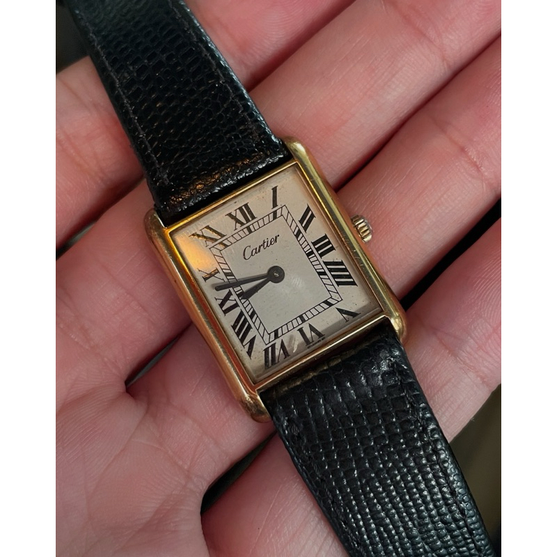CARTIER 18 KARAT GOLD-PLATE ‘TANK SOLO’ WATCH