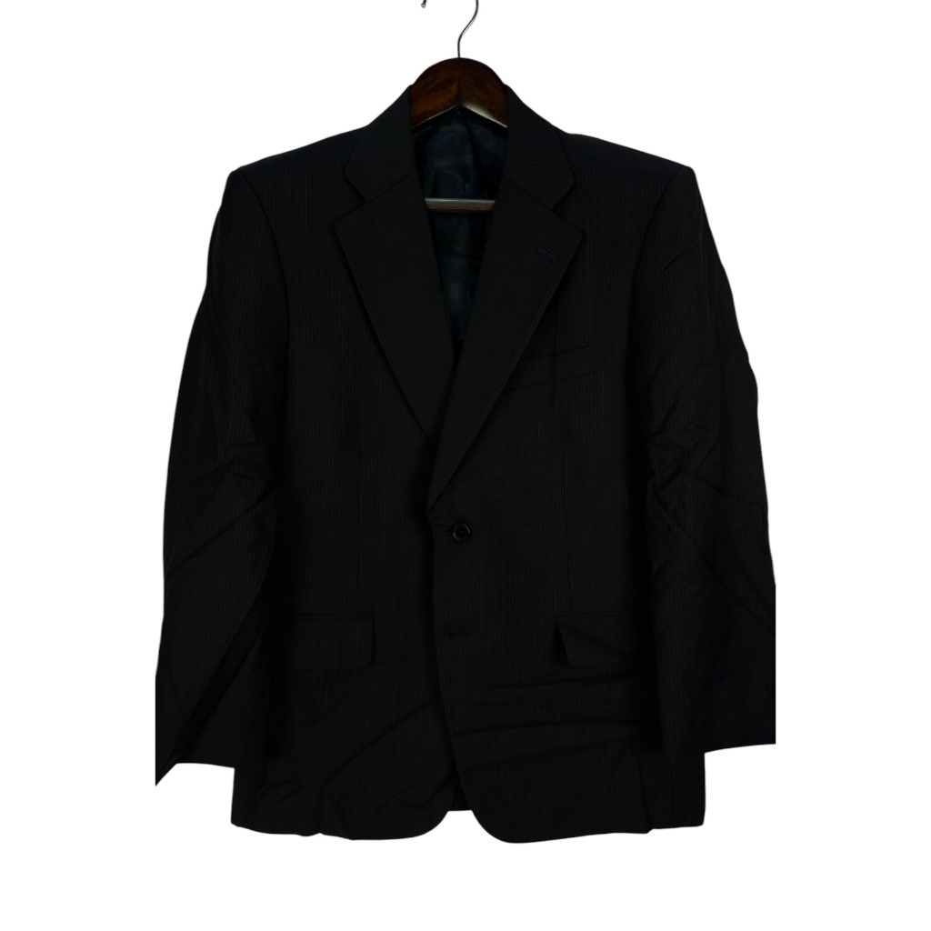 สูท Zegna อก42 ผ้าWool สีดำ ลายStripe  Japan Full Canvas สูทผู้ชาย สูทผู้หญิง สูทแบรนด์เนม