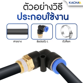 KACHA ข้อต่อลมPL ข้อต่อลมงอ 90องศา ทองเหลือง ขนาด 4/6/8/10/12 ข้อต่อสายPU คุณภาพดี พร้อมส่ง