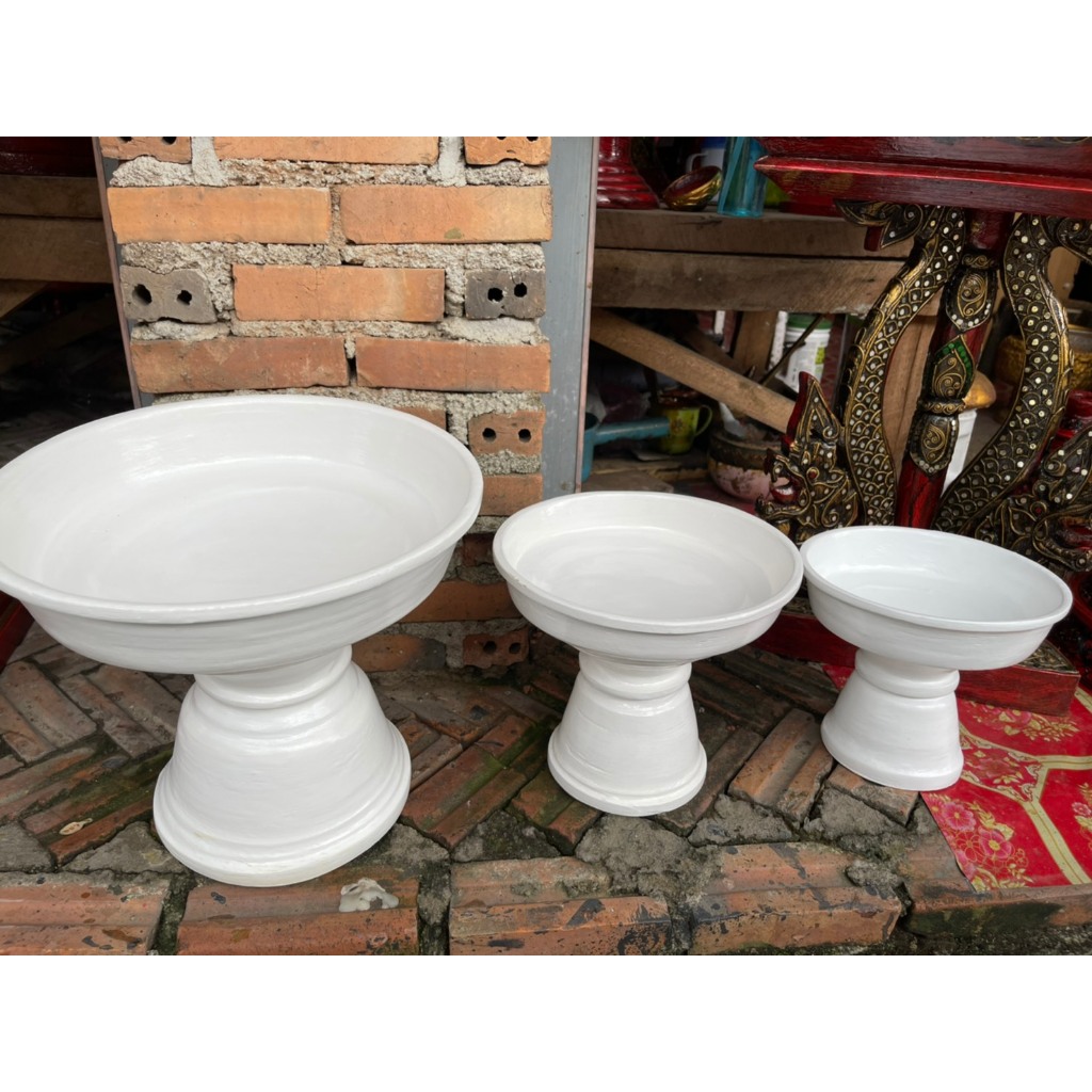 พาน พานไม้ไผ่  สีขาว ขนาด  7 8 9 10 12   นิ้ว  พานขาว   พานขันบัว บายศรี ไหว้ครู พานงานบวช พานขันหมาก - รูปที่ 6